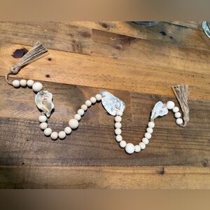 Beachy Shell Bead Garland in Natural Wood